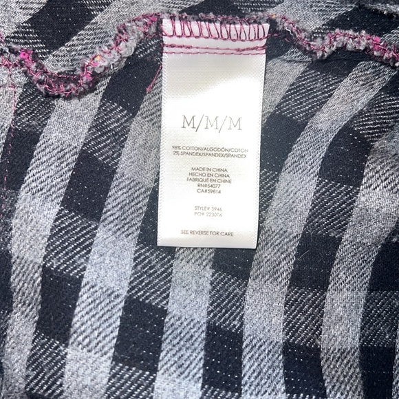 Cabi highland flannel raw hemline #3946 Gray purple fray hem check plaid collar - Picture 11 of 12